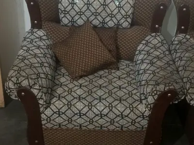 Wooden sofas with cushions - photo 1