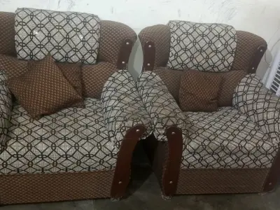 Wooden sofas with cushions - photo 3