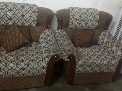 Wooden sofas with cushions - photo 4