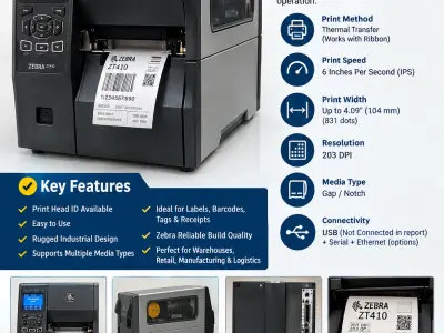 Used Zebra ZT410 Industrial Barcode Label Printer | 203 DPI - photo 5