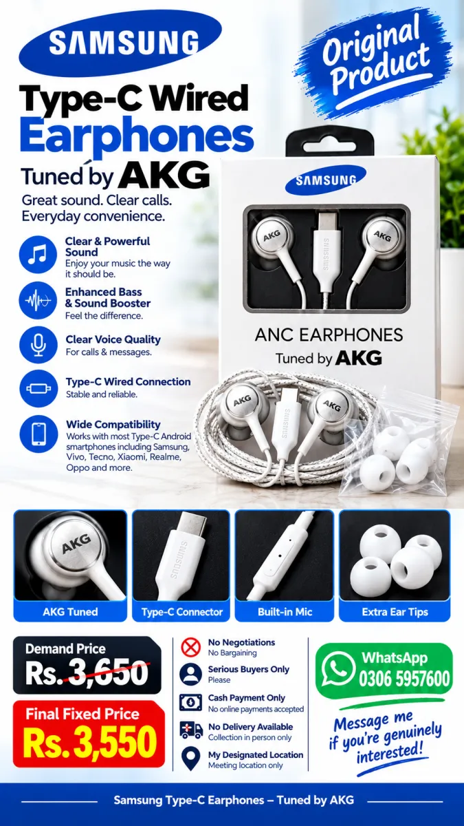 🎧 Original Samsung Type-C ANC Earphones – Tuned by AKG
