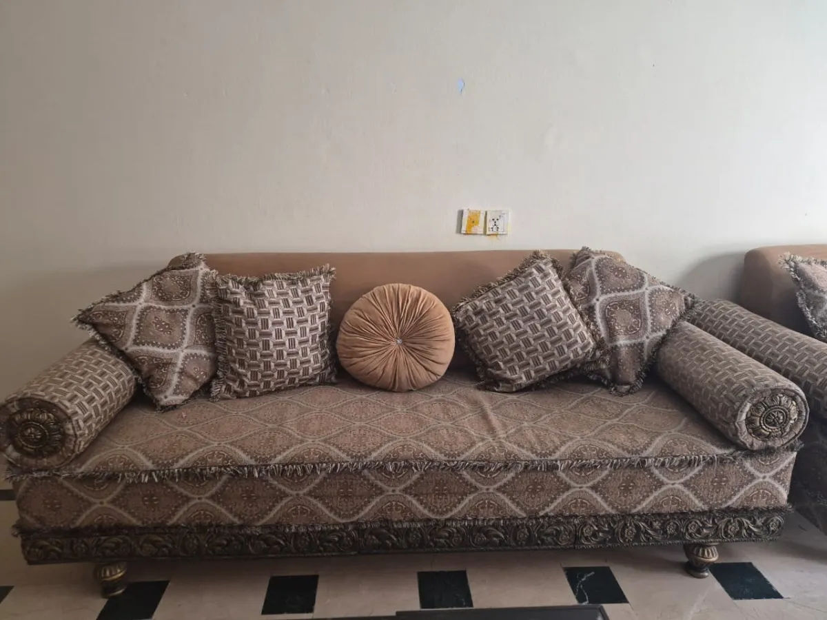 6-Seater Sofa Set (3+2+1) - Brown and Beige