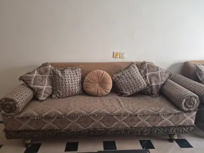 6-Seater Sofa Set (3+2+1) - Brown and Beige - photo 1