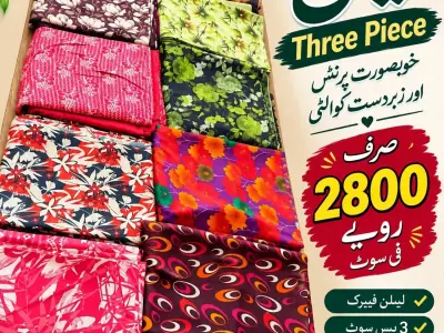 MZ Fabric & Lace Center - Lilen Three Piece Collection | Khobsurat Prints & Zab