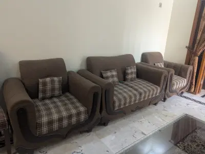 Good condition 7 seater sofa set solid wood - photo 1