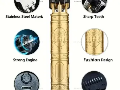 Rechargeable Hair Trimmer for Men Brown Silver - photo 3