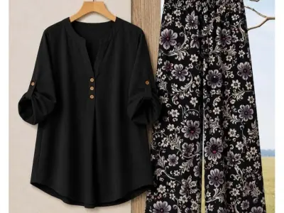 Binara Printed Western Shirt Style 2-Pcs Stiched Co-Ord Set. PCS-32 - photo 4