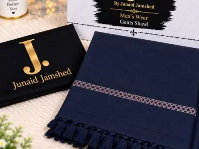 J. Junaid Jamshed Men's Premium Woolen Winter Shawl 
Off-White