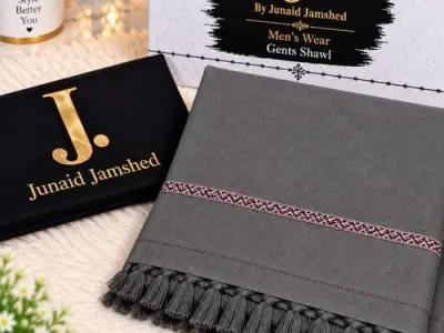J. Junaid Jamshed Men's Premium Woolen Winter Shawl 
Off-White - photo 2