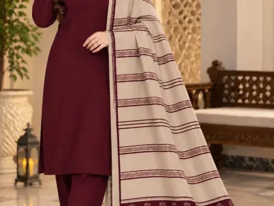 Dhanak With Jacquard Shawl 3 Piece Winter Collection
Beige & M