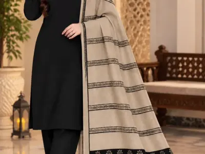 Dhanak With Jacquard Shawl 3 Piece Winter Collection
Beige & M - photo 3