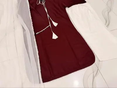 Maroon Cotton 3pc Stitched Suit With Dori Style & Lace Work
Wh - photo 2