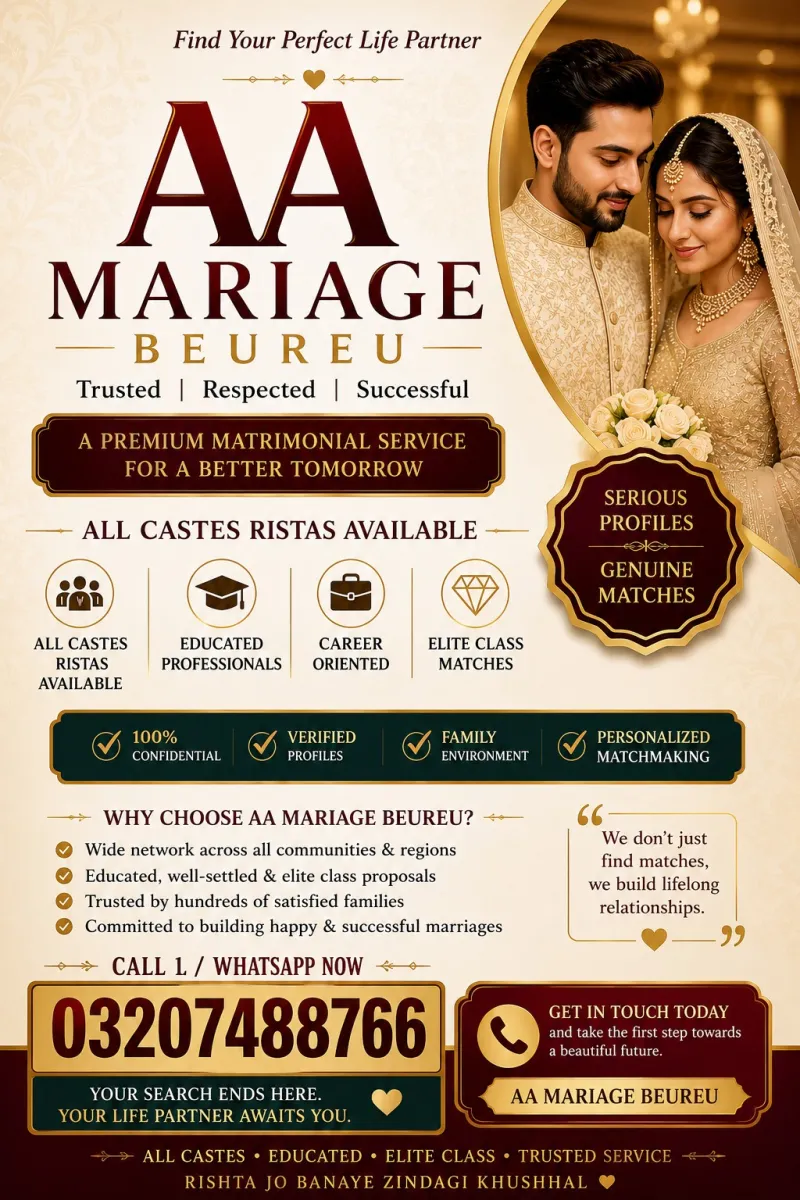 AA Marriage Bureau Faisalabad – Genuine Rishtay for Educated Families