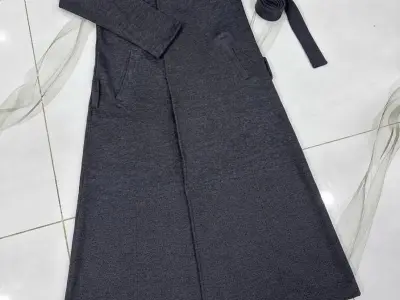Black Long Woolen Coat Style Maxi With Belt
Winter Warm Fleece - photo 5