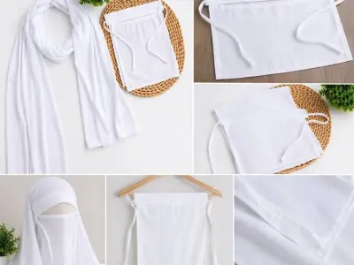 WHITE-SAUDI-NIQAB-APRON-HAJJ - photo 1