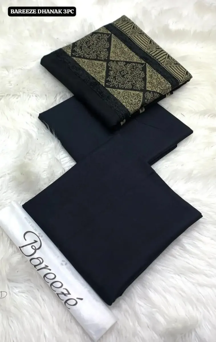 Bareeze Dhanak 3PC - Black Gold - Heavy Velvet Shawl Suit - Winter Collection 20