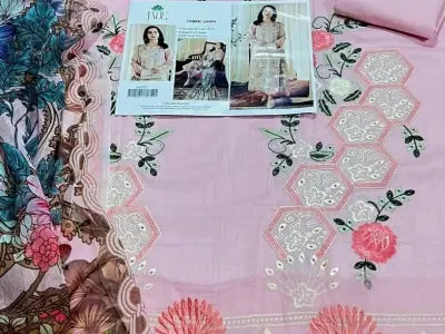 Jade Lawn 3PC - Pink Embroidered Suit With Digital Dupatta - Fancy Chikankari Wo - photo 1