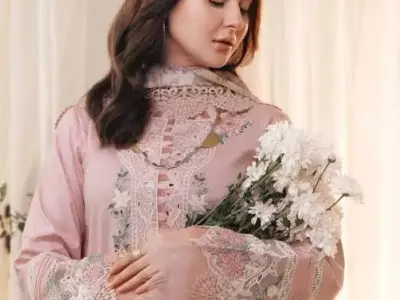 Jade Lawn 3PC - Pink Embroidered Suit With Digital Dupatta - Fancy Chikankari Wo - photo 2