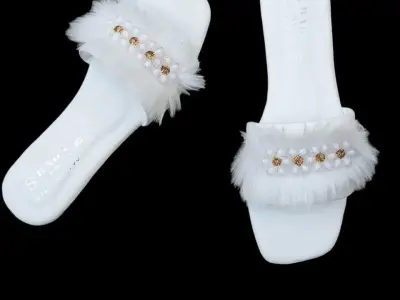 White Flower Flat Slipper For Girls - Korean Style Flower Slipper - Beach Wear S - photo 3