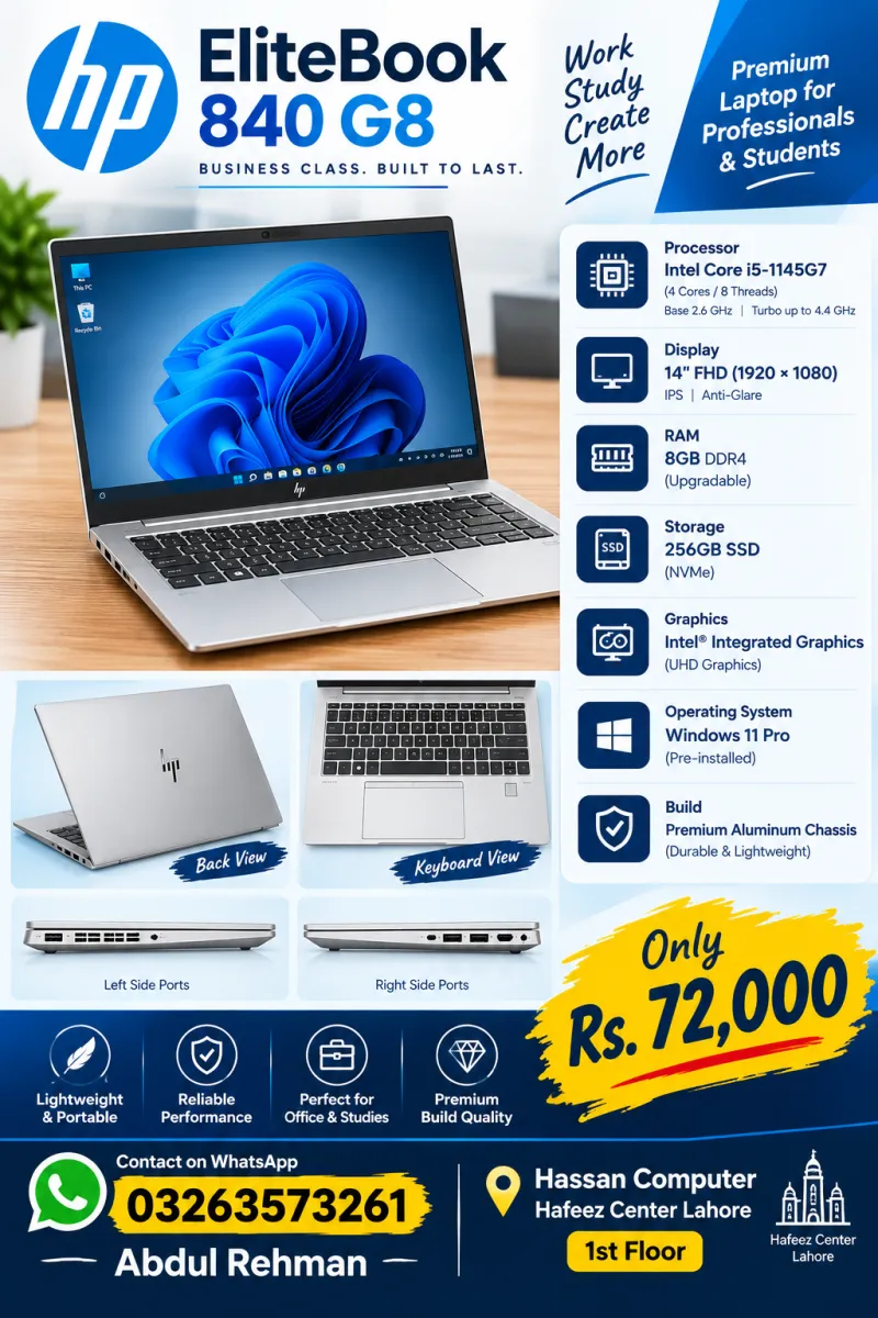 Hp Laptop Elite Book i5 11gen