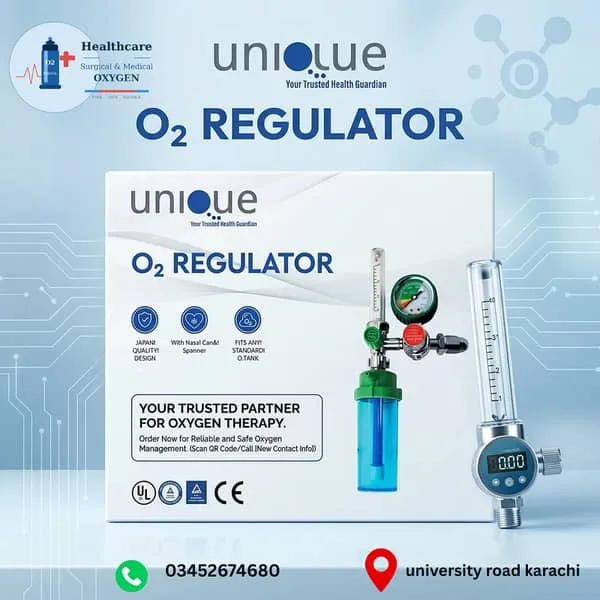 Unique Medical Oxygen Cylinder Regulator With Flowmeter - Brand New
