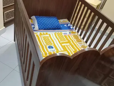custom-made wooden baby cot in XL size . . with mattress - photo 3