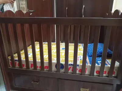 custom-made wooden baby cot in XL size . . with mattress - photo 6