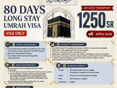 🌙 80 Days Long Stay Umrah Visa – Visa Only
