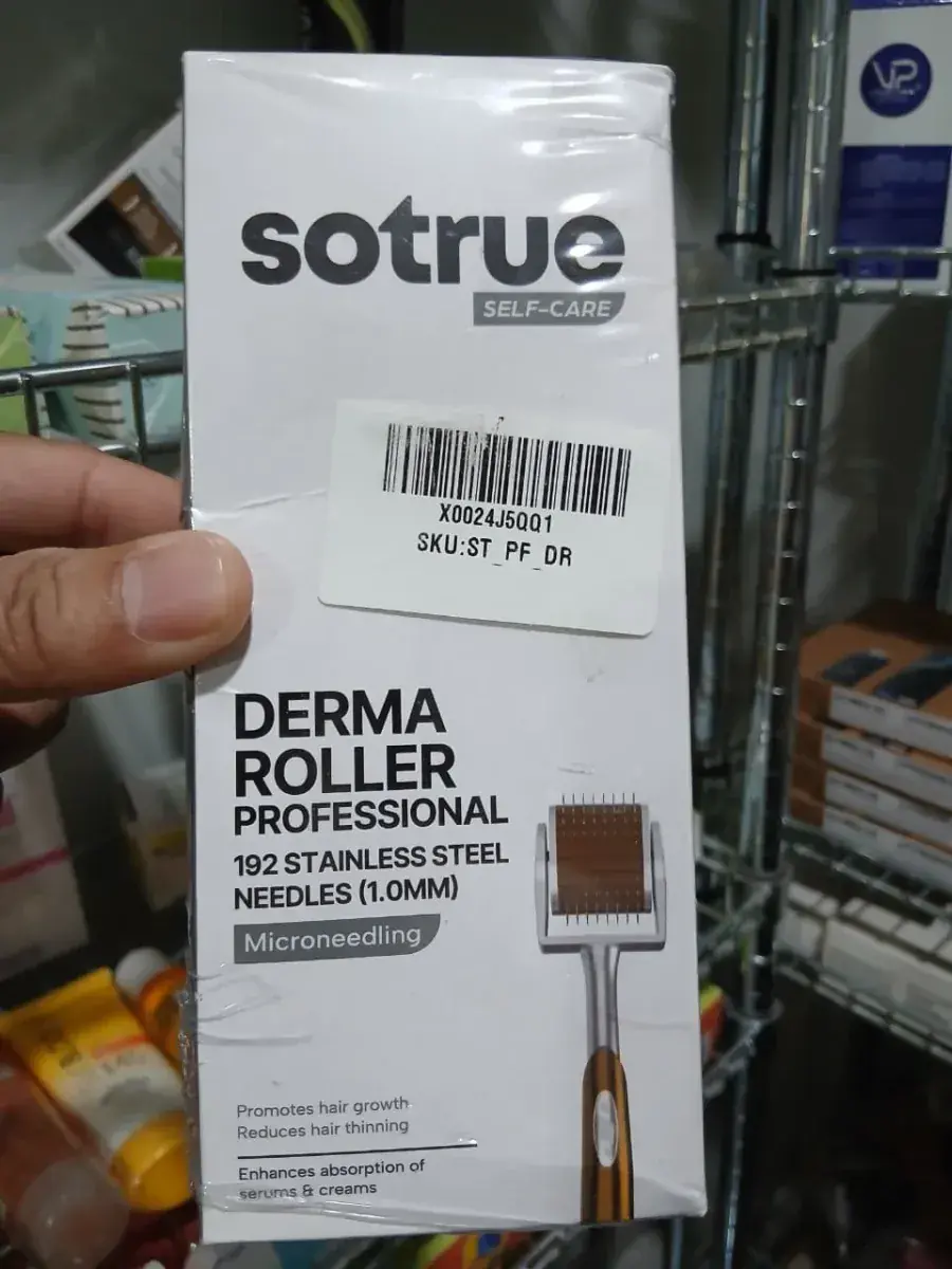 SOTRUE PROFESSIONAL DERMA ROLLER FOR HAIR GROWTH 1 MM WITH 192 STAINLESS STEEL NEEDLES