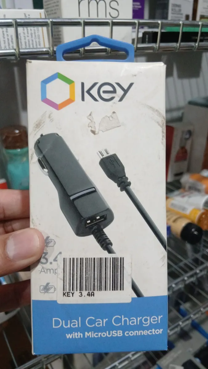 Used Key Car Charger 3.4A Dual With Micro USB Connector