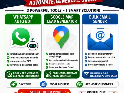 🔥 WhatsApp Bot + Google Map Leads + Bulk Email Sender
