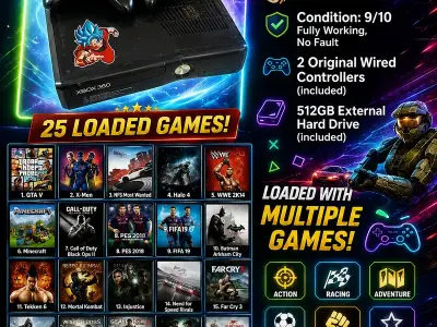 Xbox 360 Jailbreak 512 GB l 2 Controller l 25 Games Pre Installed