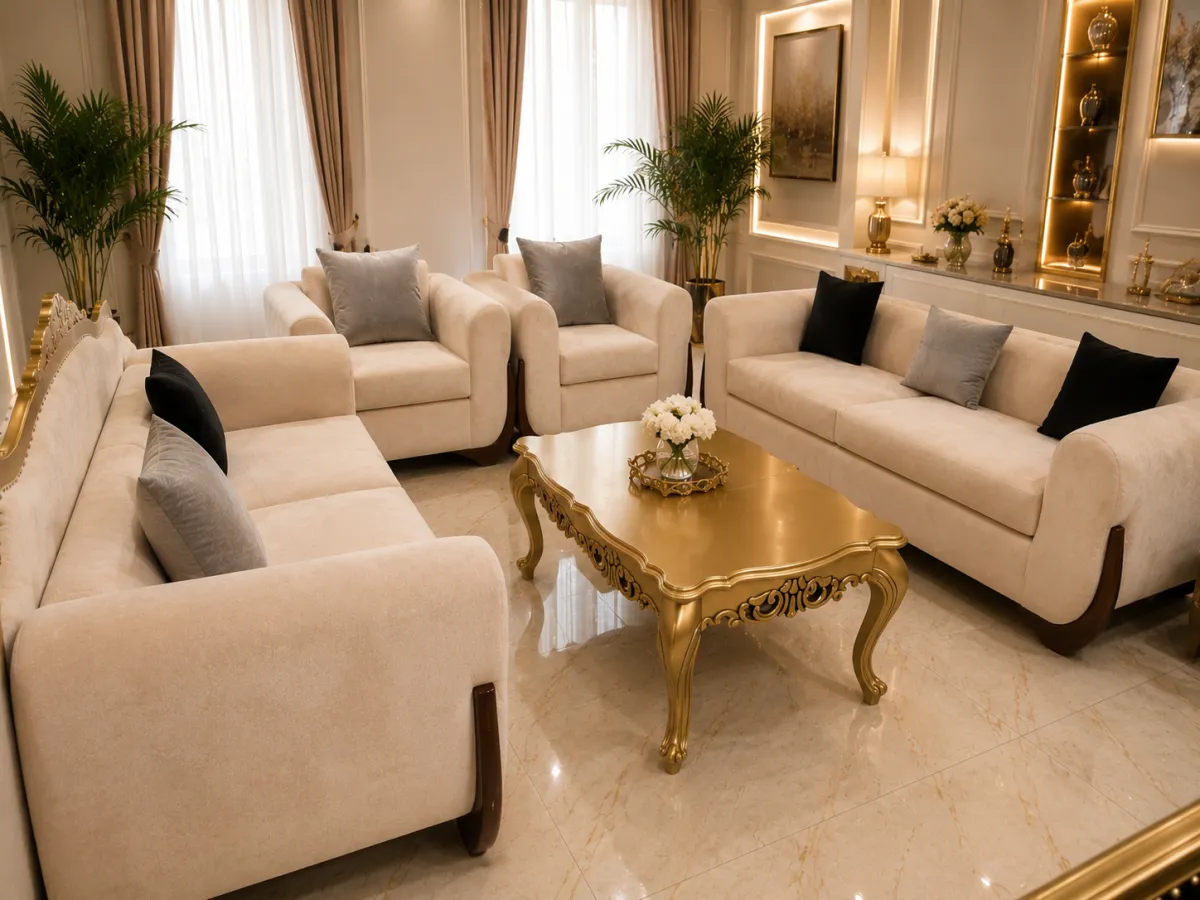 Luxury 7 Seater Sofa Set in Premium Towel (Toliya) Fabric (No Table)hi