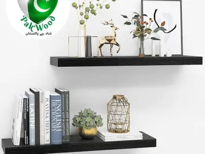 Wooden Floating Wall Shelves Set of 2 | Modern Wall Mounted Display Shelf | Home - photo 1