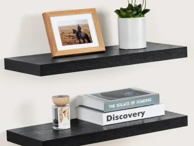 Wooden Floating Wall Shelves Set of 2 | Modern Wall Mounted Display Shelf | Home - photo 4