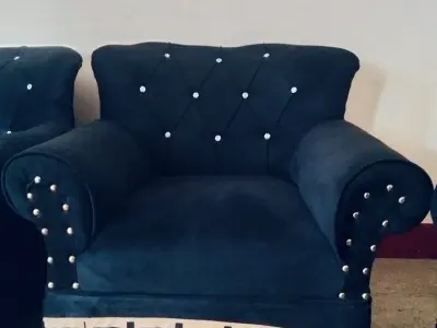 5 seater Luxury  Blue velvet sofa set  - photo 2