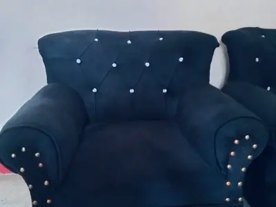 5 seater Luxury  Blue velvet sofa set  - photo 3