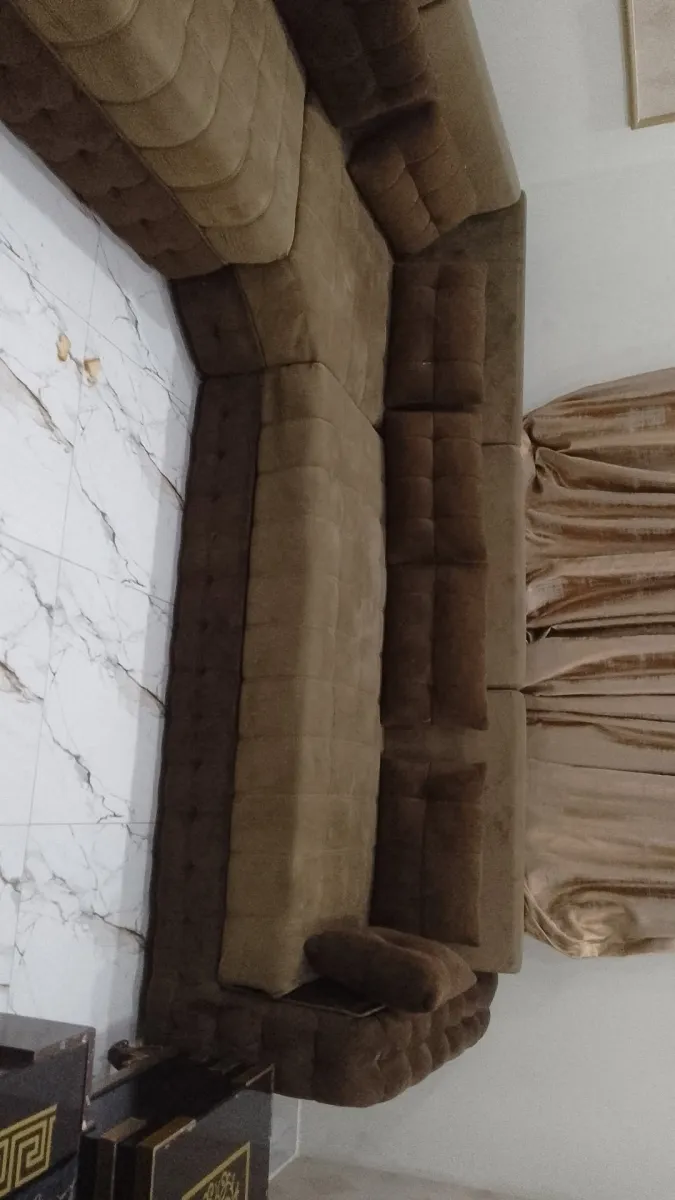7seatr sofa L shape Brown velvet